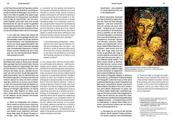 Book cover of Giulia Andreani: Sabotage; featuring a painting monochromatic painting of a woman wearing a dress in a surrealist landscape. Published by Silvana.