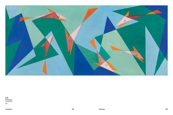 Book cover of Giacomo Balla: The Avant-Garde Style; featuring a painting of bold geometric shapes and vivid colors. Published by Silvana.
