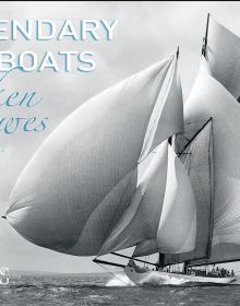 Book cover of Legendary Sailboats, with a large yacht with billowing sails, on the sea. Published by White Star.
