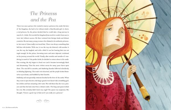 Book cover of Classic Fairy Tales by Hans Christian Andersen, with a crowned prince walking through field of gold flowers. Published by White Star.