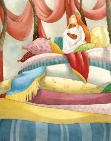 Book cover of Classic Fairy Tales by Hans Christian Andersen, with a crowned prince walking through field of gold flowers. Published by White Star.