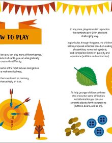 Orange activity box of The Enchanted Forest, Mad for Math, with a Blue owl surrounded by autumn trees and fallen leaves. Published by White Star.