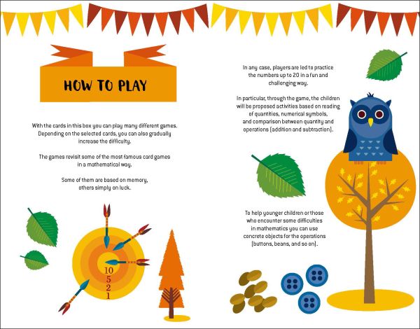 Orange activity box of The Enchanted Forest, Mad for Math, with a Blue owl surrounded by autumn trees and fallen leaves. Published by White Star.