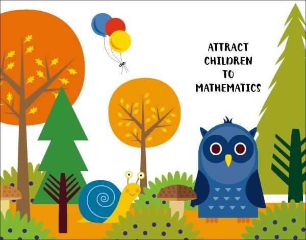 Orange activity box of The Enchanted Forest, Mad for Math, with a Blue owl surrounded by autumn trees and fallen leaves. Published by White Star.