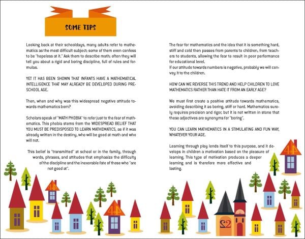 Orange activity box of The Enchanted Forest, Mad for Math, with a Blue owl surrounded by autumn trees and fallen leaves. Published by White Star.