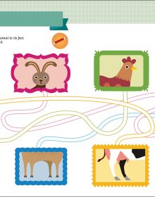 Book cover of My First Book of the Farm, Montessori Activity Book, with a chicken sitting on nest with egg, goat and sheep above. Published by White Star.