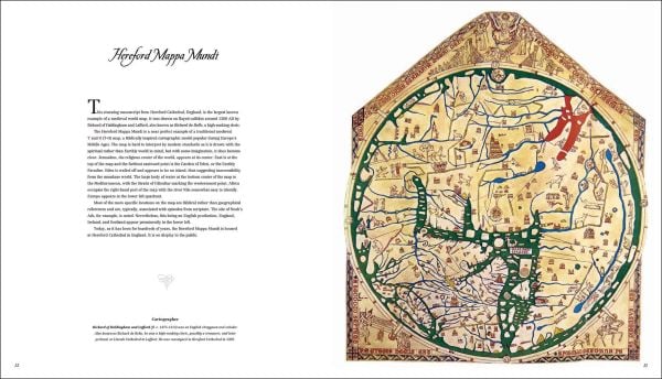 Book cover of A Journey Back in Time Through Maps, with artwork of 'Fool’s Cap Map of the World', jester headpiece, with world map on visor. Published by White Star.