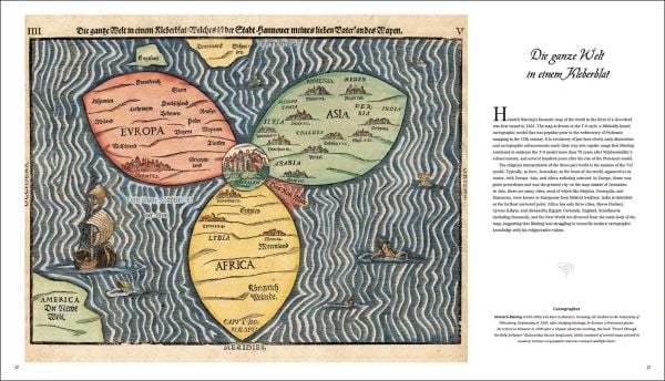 Book cover of A Journey Back in Time Through Maps, with artwork of 'Fool’s Cap Map of the World', jester headpiece, with world map on visor. Published by White Star.