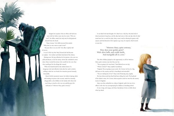 Book cover of The Secret Garden, Inspired by the Masterpiece by Frances Hodgson Burnett, with a large yellow dahlia with three figures holding hands to centre. Published by White Star.