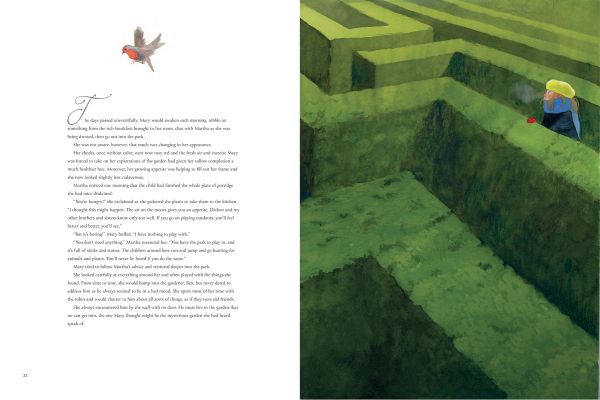 Book cover of The Secret Garden, Inspired by the Masterpiece by Frances Hodgson Burnett, with a large yellow dahlia with three figures holding hands to centre. Published by White Star.