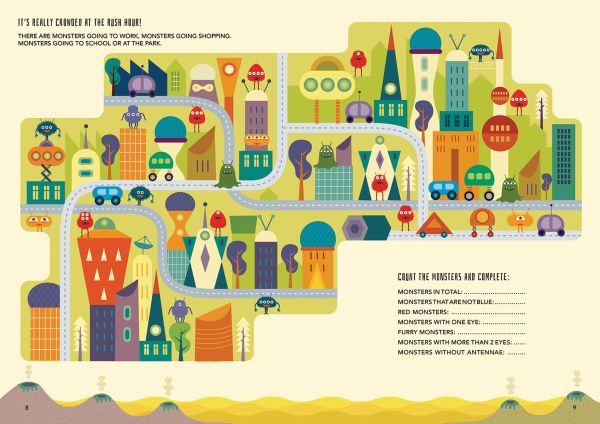 Book cover of Become a Monster at Mathematics, from the Mad for Math series, with monster figures. Published by White Star.