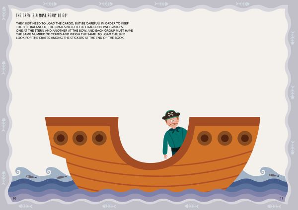 Book cover of Navigate The High Seas! Maths Adventures Using Fractions, Percentages and Decimal Numbers, with a skeleton pirate with skull and crossbones hat, a pirate ship, mermaid and shark. Published by White Star.