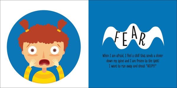 Book cover of My First Book of Feelings, Montessori: A World of Achievements, with three young children: one happy, one angry, and one sad and crying. Published White Star.