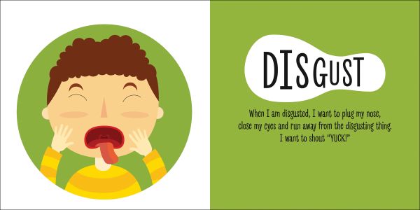 Book cover of My First Book of Feelings, Montessori: A World of Achievements, with three young children: one happy, one angry, and one sad and crying. Published White Star.