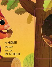 Book cover of My First Jigsaw Book: Home Sweet Home! with a large red apple with green worm poking out of side. Published by White Star.