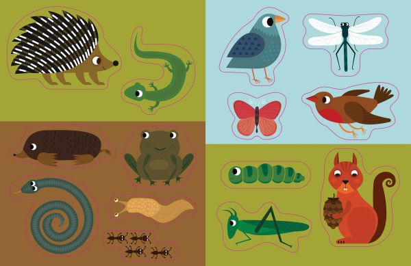 Activity box My First Box of Gardens, Montessori: A World of Achievements, with an autumn tree, hedgehog, mushroom and bird. Published by White Star.