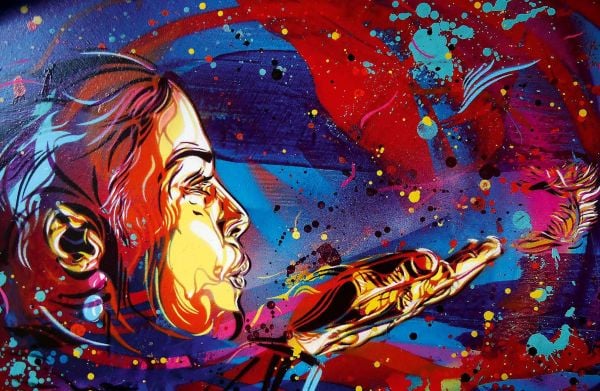 Book cover of C215: #christianguemy Stencil Art, with a stenciled image of cat looking up. Published by White Star.