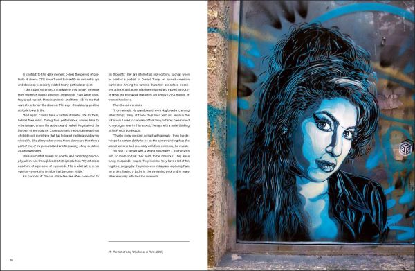 Book cover of C215: #christianguemy Stencil Art, with a stenciled image of cat looking up. Published by White Star.