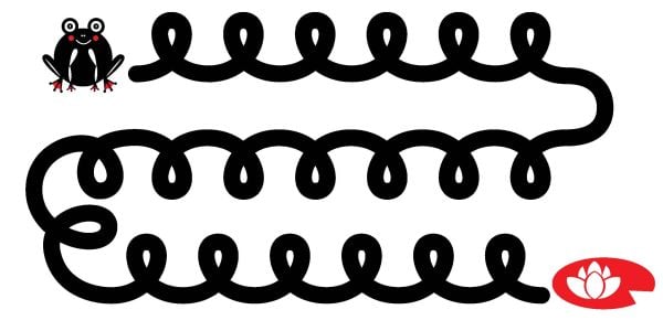 Book cover of Follow Me! Baby Montessori, with a hedgehog following a black path to a red apple. Published by White Star.