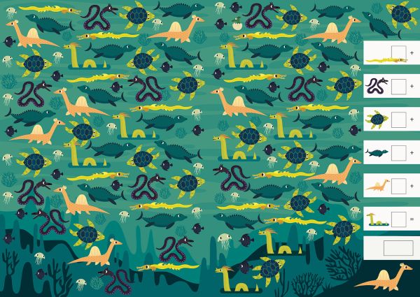 Book cover of Dinoland, Search, Find, Count! A Prehistoric Counting Book, with dinosaurs. Published by White Star.