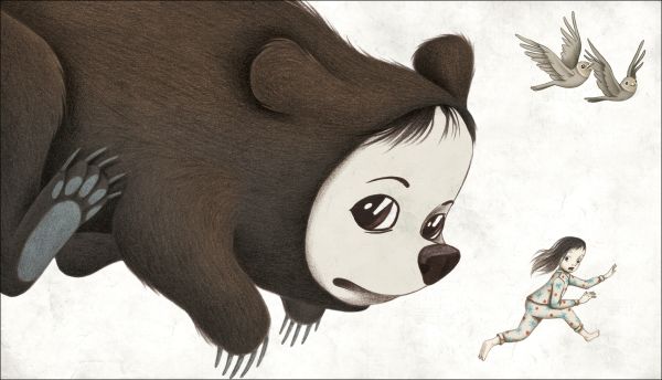 Young child with characters behind her dressed up in furry animal suits, on cover of 'The Great Book of Emotions', by White Star.