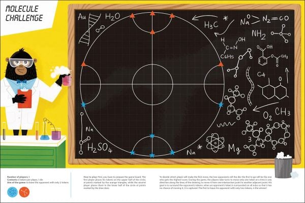 Book cover of The Big Book of Brain Games, Ingenious Board Games to Improve Your Mind, with a gorilla wearing a suit and yellow bowtie, holding magnifying glass to left eye. Published by White Star.