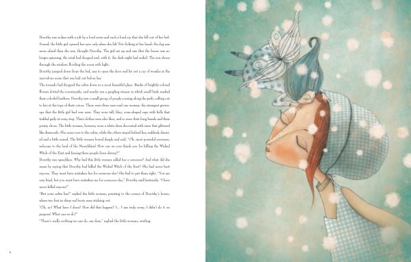 Book cover of The Wizard of Oz, Based on the Masterpiece by L. Frank Baum, with Tinman holding his heart, and Dorothy holding his arm. Published by White Star.