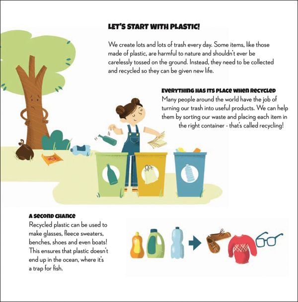 Book cover of Save the Planet! Recycling' from 'Turn the Wheel' series, with two children and a brown dog each clinging into a green recycling arrow. Published by White Star.