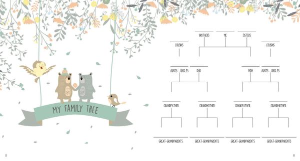 Book cover of My Funny Finger Puppets, A Record Book of My First Three Years, with a zebra, giraffe, lion and hippo surrounded by wild flowers. Published by White Star.