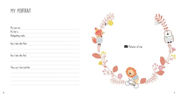 Book cover of My Funny Finger Puppets, A Record Book of My First Three Years, with a zebra, giraffe, lion and hippo surrounded by wild flowers. Published by White Star.