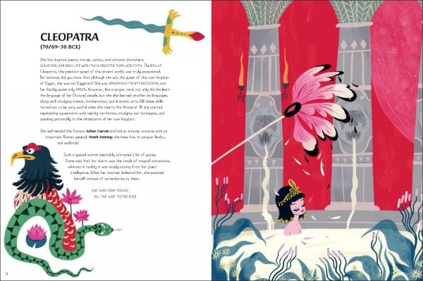 Book cover of The Secret Lives of Queens and Kings, with Queen Elizabeth II in purple, alongside Cleopatra and Nero. Published by White Star.