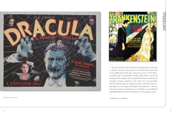 Book cover of Movie Posters, The History of Cinema from the Origins to the Present, with a gold robot Maria figure from Fritz Lang's 1927 sci-fi film. Published by White Star.