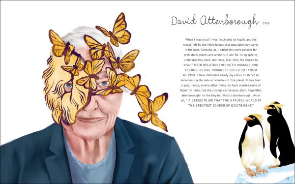 Book cover of Eco Heroes, Lives in Defense of the Planet, with activist Greta Thunberg wearing an eye mask made of green leaves and red flowers. Published by White Star.