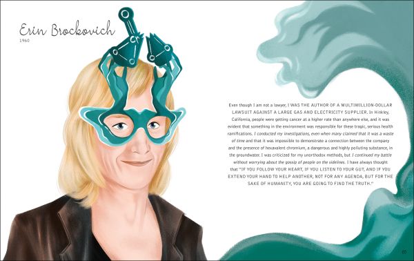 Book cover of Eco Heroes, Lives in Defense of the Planet, with activist Greta Thunberg wearing an eye mask made of green leaves and red flowers. Published by White Star.