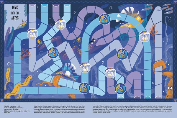 Book cover of The Big Book of Detective Games, with a man shining torch light on robber stealing bags of money. Published by White Star.