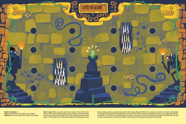 Book cover of The Big Book of Detective Games, with a man shining torch light on robber stealing bags of money. Published by White Star.