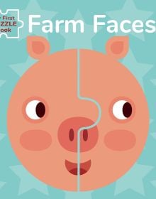 Book cover of My First Puzzle Book: Farm Faces, with a pink pig face made of two pieces. Published by White Star.