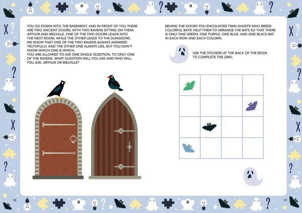 Book cover of Spooky Problems, Mad for Math, with a black gothic mansion surrounded by ghosts, cobwebs and numbers. Published by White Star.