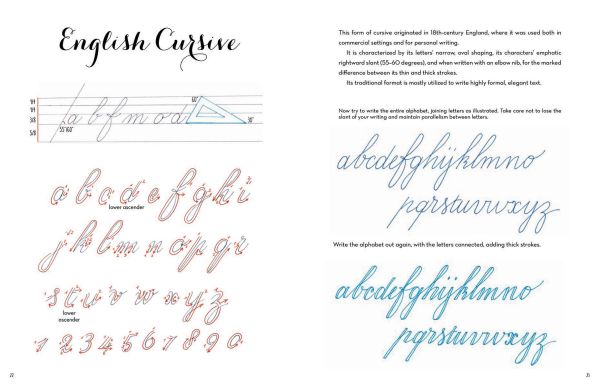 Book cover of The Art of Creative Lettering, Calligraphy Techniques and Exercises, with letters of the alphabet in script font, alongside tree made of letters. Published by White Star.