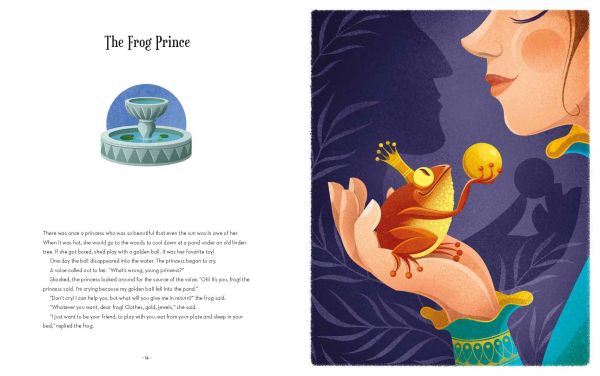 Book cover of 5 Minutes Bedtime Stories, with a magical illustration of two children, hand in hand, walking alongside animals, towards a green castle. Published by White Star.