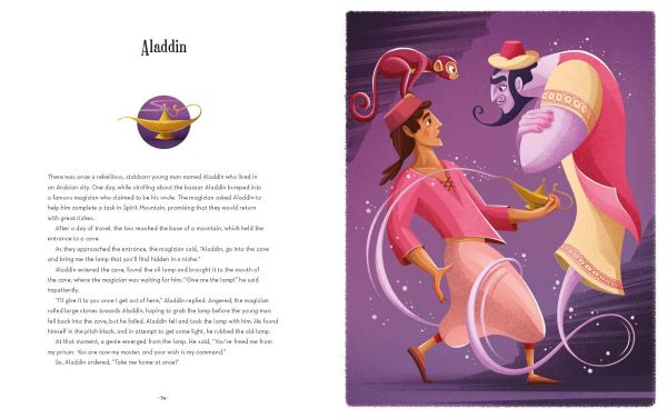 Book cover of 5 Minutes Bedtime Stories, with a magical illustration of two children, hand in hand, walking alongside animals, towards a green castle. Published by White Star.