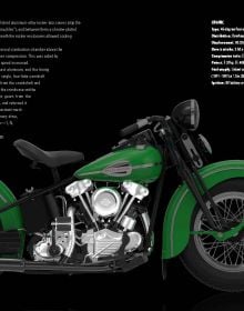 Book cover of Harley-Davidson, Engines and Evolution, with a close-up of chrome motorcycle engine, with blue and white tank. Published by White Star.