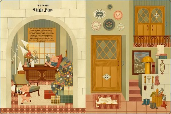 Book cover of Christmas is Coming!, An Advent Book with 24 Flaps with Stories, Crafts, Recipes and More!, with a red brick house with candy canes, surrounded by snow. Published by White Star.