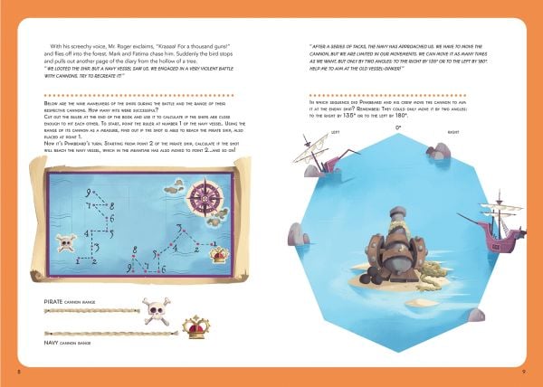 Book cover of Escape! An Adventure Activity Book: The Doomed Treasure Island, with two children swinging from vines. Published by White Star.