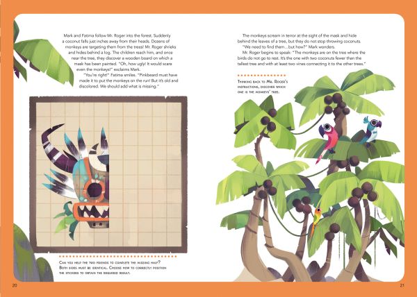 Book cover of Escape! An Adventure Activity Book: The Doomed Treasure Island, with two children swinging from vines. Published by White Star.