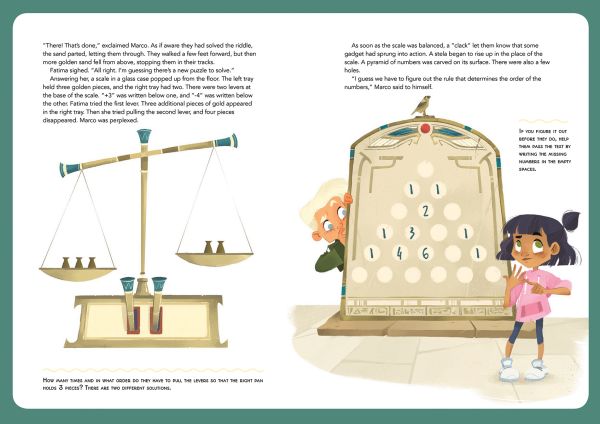 Book cover of Escape! An Adventure Activity Book: The Pharaoh's Curse, with two children: one holding a lit torch, running away from an Egyptian temple. Published by White Star.