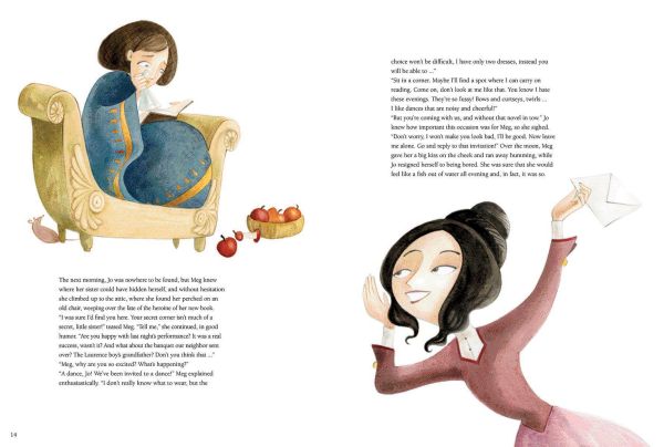 Book cover of Little Women, From the Masterpiece by Louisa May Alcott, with the four March sisters: Jo, Meg, Beth, and Amy, beneath rose tree. Published by White Star.