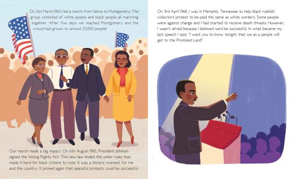 Book cover of Martin Luther King Jr. from the Genius, with the civil rights leader holding a speech at a platform with microphones. Published by White Star.