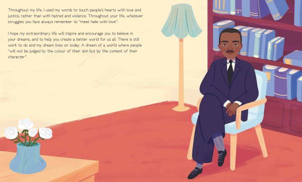 Book cover of Martin Luther King Jr. from the Genius, with the civil rights leader holding a speech at a platform with microphones. Published by White Star.