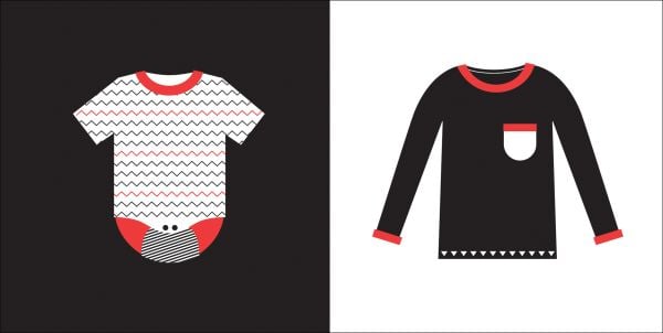 Book cover of Let's Get Dressed, Baby Montessori, with a black and white patterned skirt, black trainer, and a white t-shirt with black cat on front. Published by White Star.